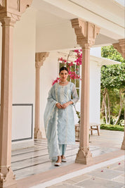 Pastel Blue Embroidered Kurta Set with Dupatta ❄️✨