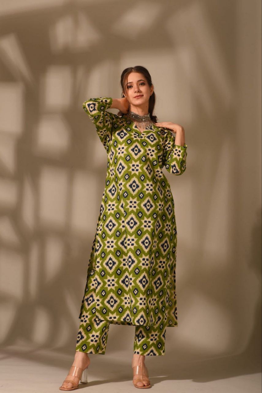 Olive Ikat Charm Co-ord Set