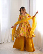 Sunshine Yellow Floral Anarkali Set with Palazzo ☀️🌸