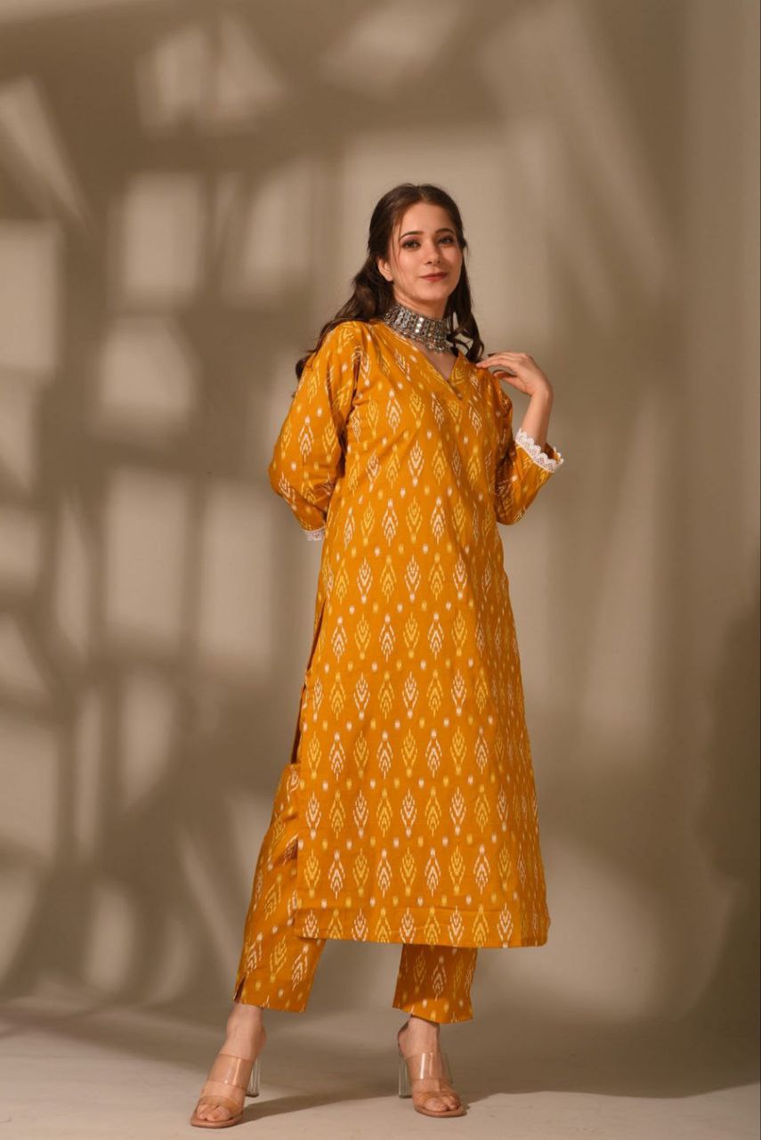 🌼 Mustard Sunset Ikat Co-ord Set