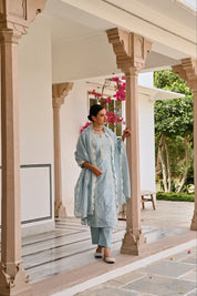 Pastel Blue Embroidered Kurta Set with Dupatta ❄️✨