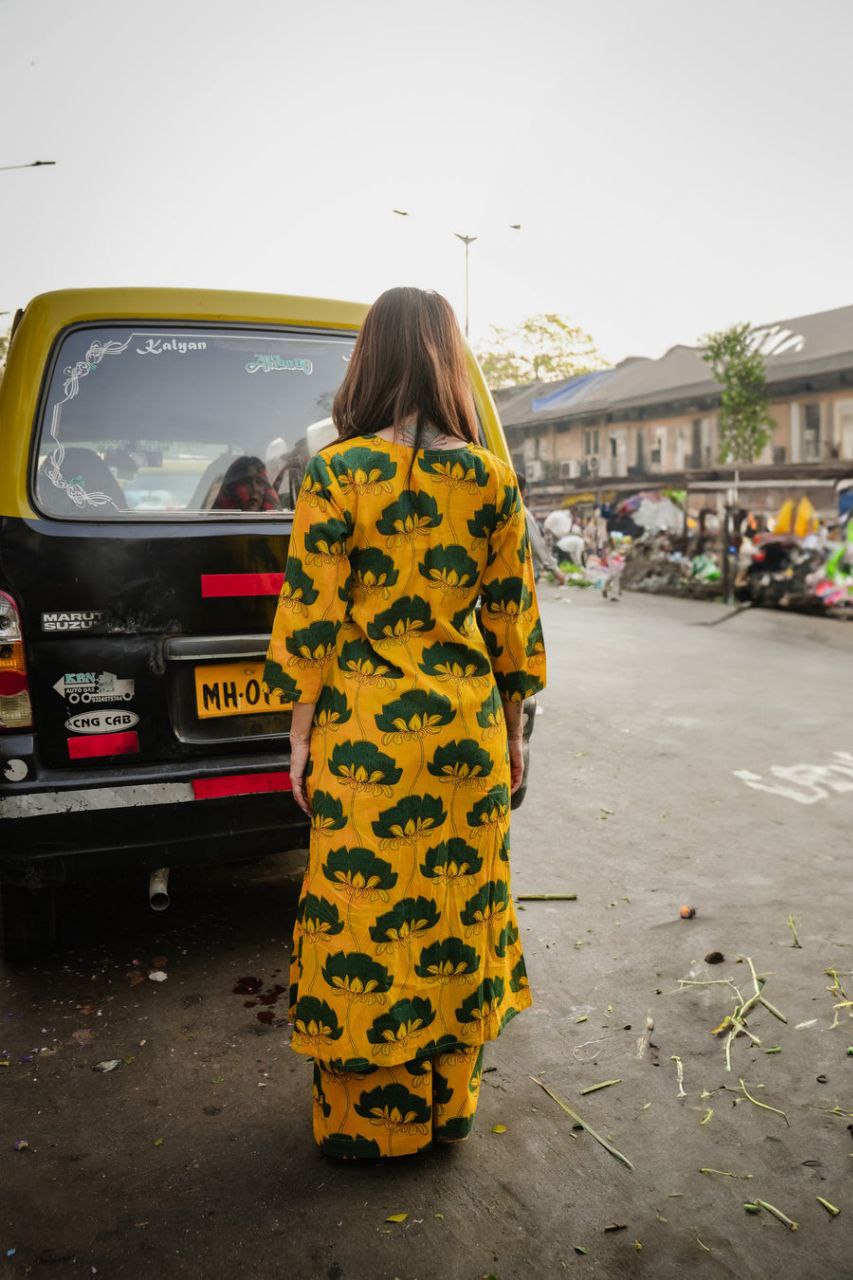 Bazaar Bloom Mustard Lotus Print Co-ord Set 💛🌿