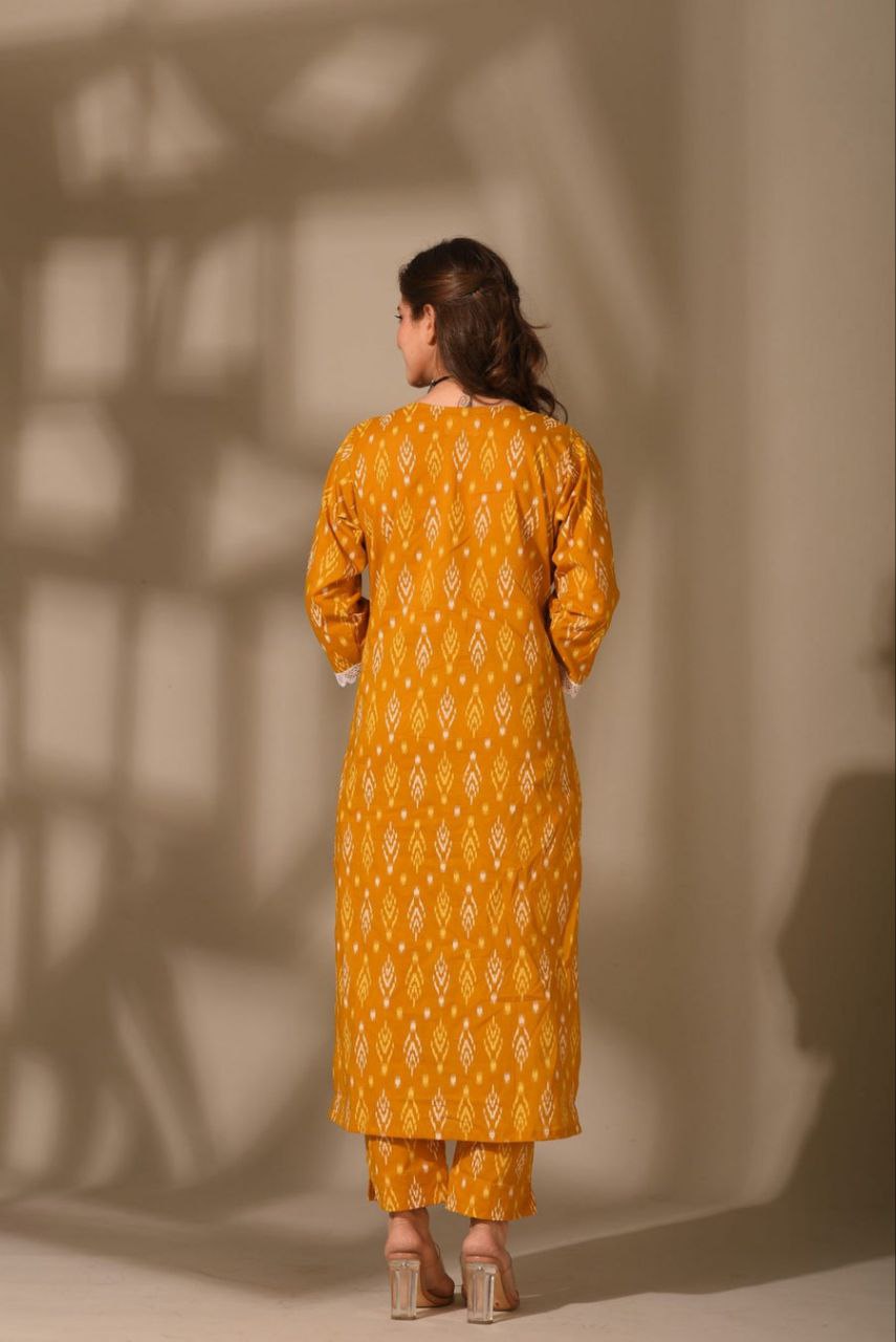 🌼 Mustard Sunset Ikat Co-ord Set