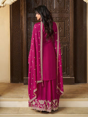 🌸 Royal Fuchsia Embroidered Sharara Suit Set
