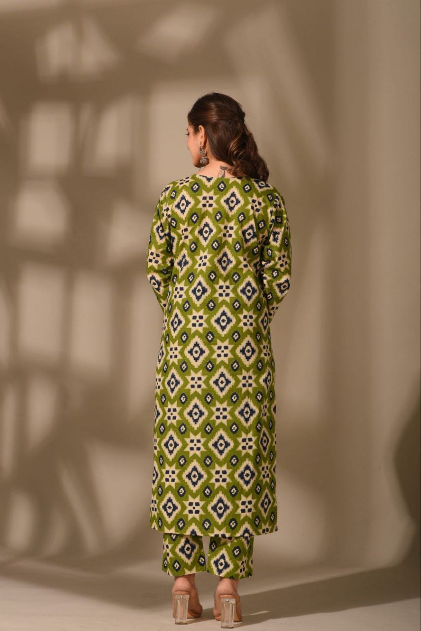 Olive Ikat Charm Co-ord Set