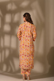 Sunset Bloom Handblock Kurta Set 🧡🌸