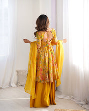Sunshine Yellow Floral Anarkali Set with Palazzo ☀️🌸
