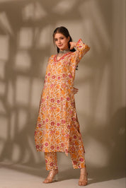 Sunset Bloom Handblock Kurta Set 🧡🌸
