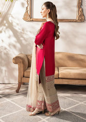 ❤️ Regal Ruby Red & Champagne Embroidered Suit Set