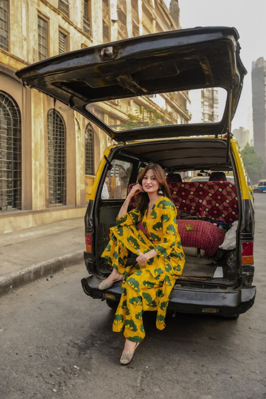 Bazaar Bloom Mustard Lotus Print Co-ord Set 💛🌿