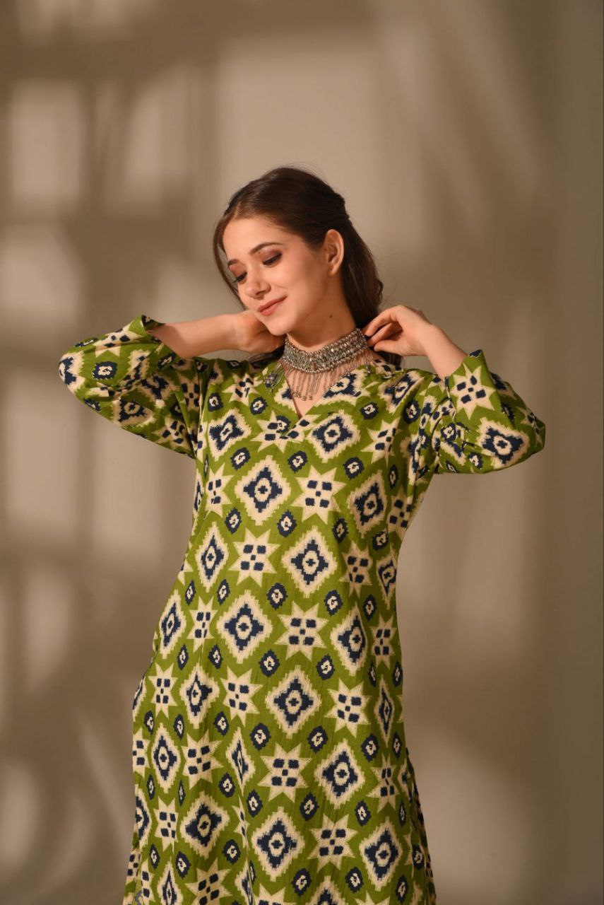 Olive Ikat Charm Co-ord Set