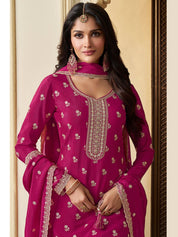 🌸 Royal Fuchsia Embroidered Sharara Suit Set