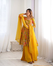 Sunshine Yellow Floral Anarkali Set with Palazzo ☀️🌸