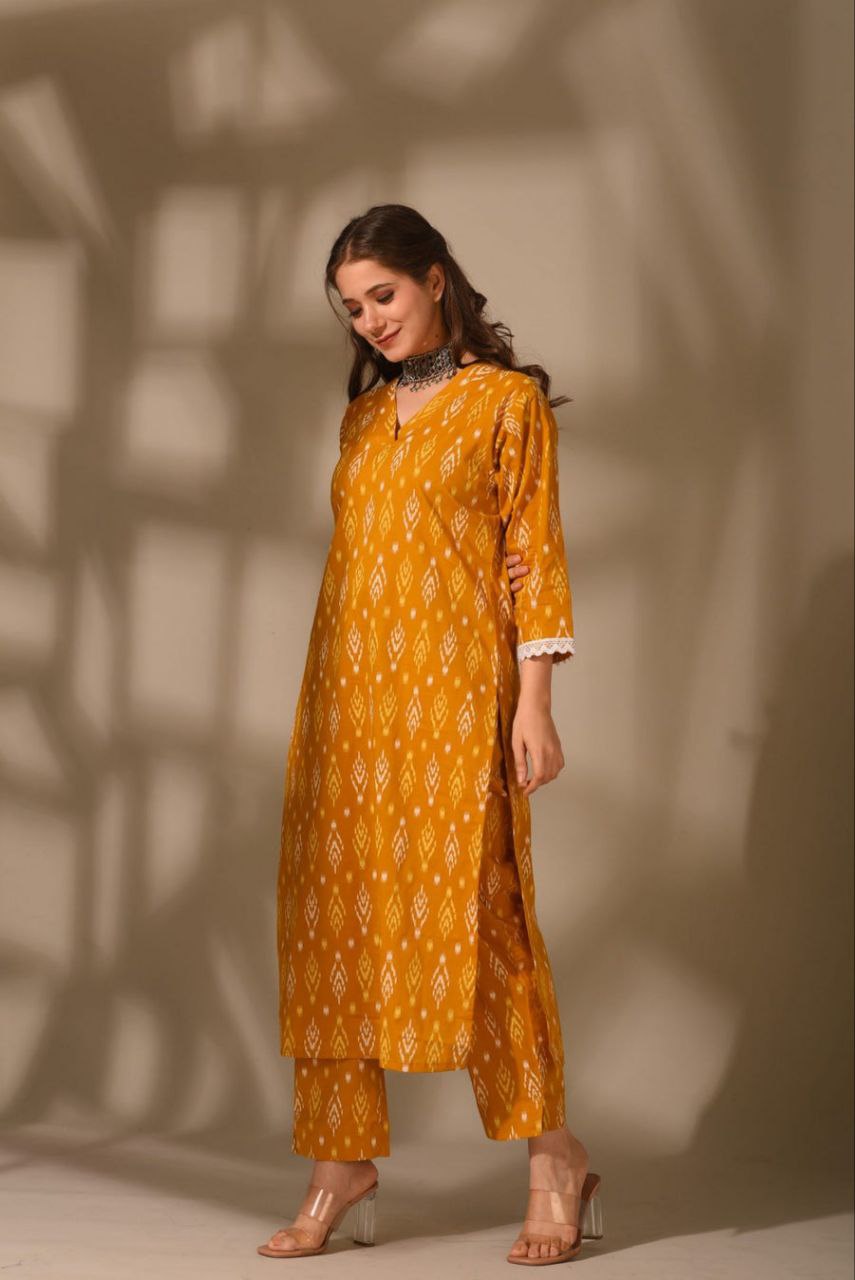 🌼 Mustard Sunset Ikat Co-ord Set