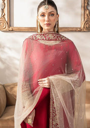❤️ Regal Ruby Red & Champagne Embroidered Suit Set