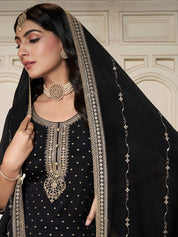 🖤 Midnight Elegance Black Embroidered Sharara Set