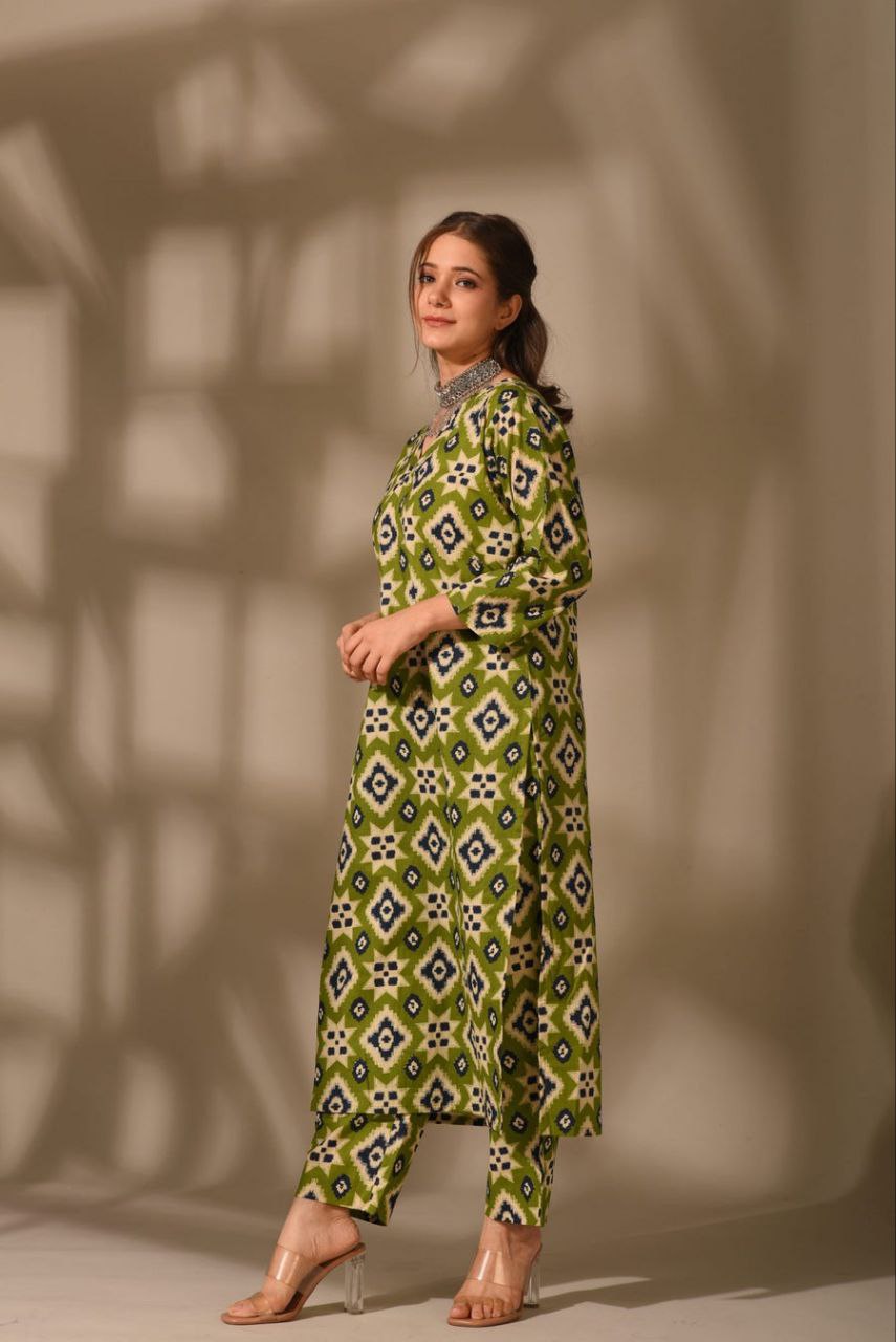 Olive Ikat Charm Co-ord Set