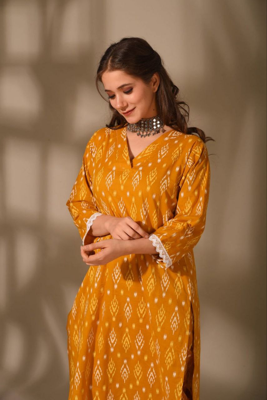 🌼 Mustard Sunset Ikat Co-ord Set