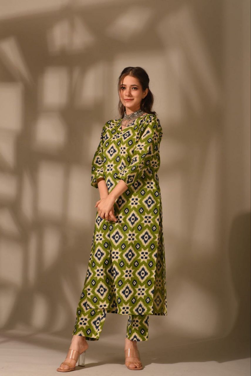 Olive Ikat Charm Co-ord Set
