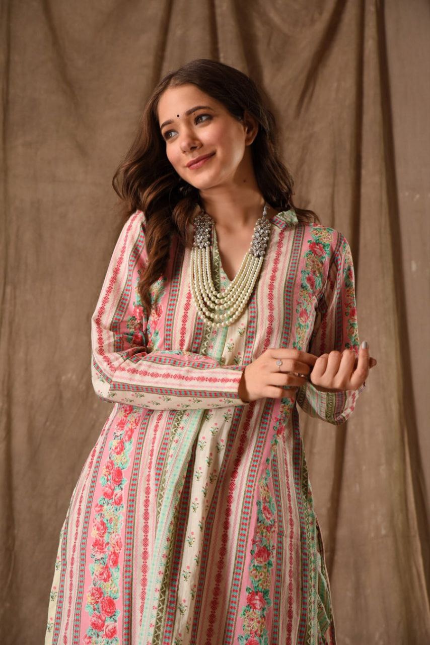 Garden Whisper Pastel Floral Kurta Set 🌿🌷