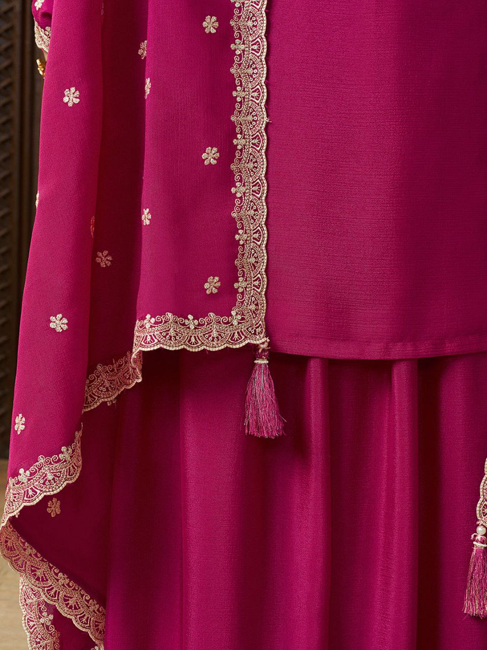 🌸 Royal Fuchsia Embroidered Sharara Suit Set