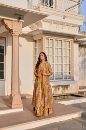 Floral Festive Lehenga Set – Aqua Blue & Mustard Yellow 🌸🌼