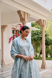 Pastel Blue Embroidered Kurta Set with Dupatta ❄️✨