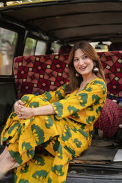 Bazaar Bloom Mustard Lotus Print Co-ord Set 💛🌿