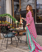 Vibrant Pink & Green Printed Ethnic 3-Piece Suit (K262)