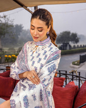 Elegant Off-White & Blue Printed Ethnic 3-Piece Set (K260)