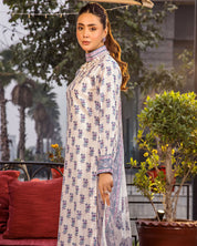 Elegant Off-White & Blue Printed Ethnic 3-Piece Set (K260)