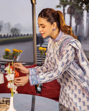Elegant Off-White & Blue Printed Ethnic 3-Piece Set (K260)