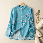 Blue Floral Printed Shirt For Women