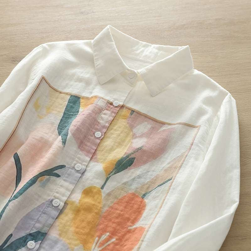 Floral Canvas Printed Shirt For Her (W8)