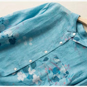 Blue Floral Printed Shirt For Women