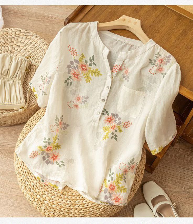 Floral Printed Linen Shirt